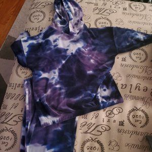 Girl's multicolored velour hoodie sweatsuit
